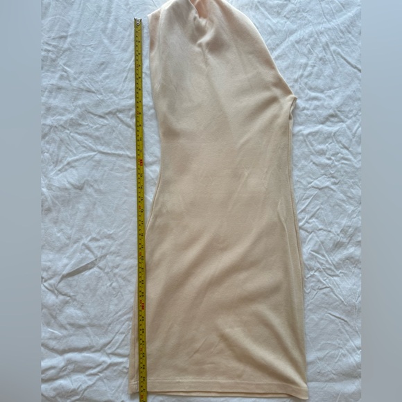 AMERICAN APPAREL | CLASSIC GIRL FITTED DRESS | ONE-SHOULDER | CREAM | SIZE XS/S - Picture 5 of 8